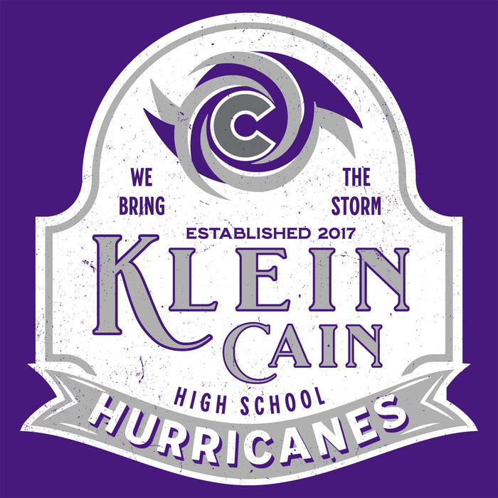Close-up view of Klein Cain High School Hurricanes Purple Classic Unisex T-shirt 219