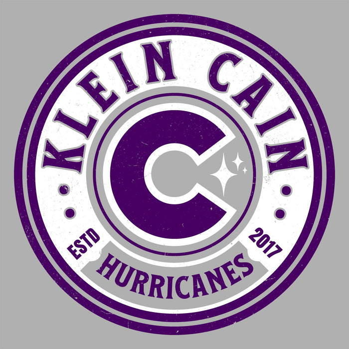 Close-up view of Klein Cain High School Hurricanes Unisex 3/4 Sleeve Raglan T-shirt 220