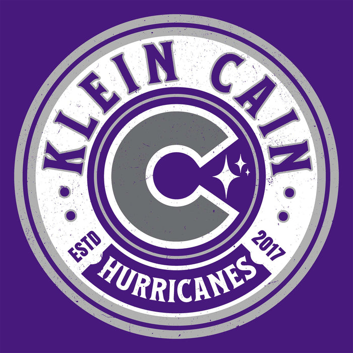 Close-up view of Klein Cain High School Hurricanes Purple Classic Unisex T-shirt 220
