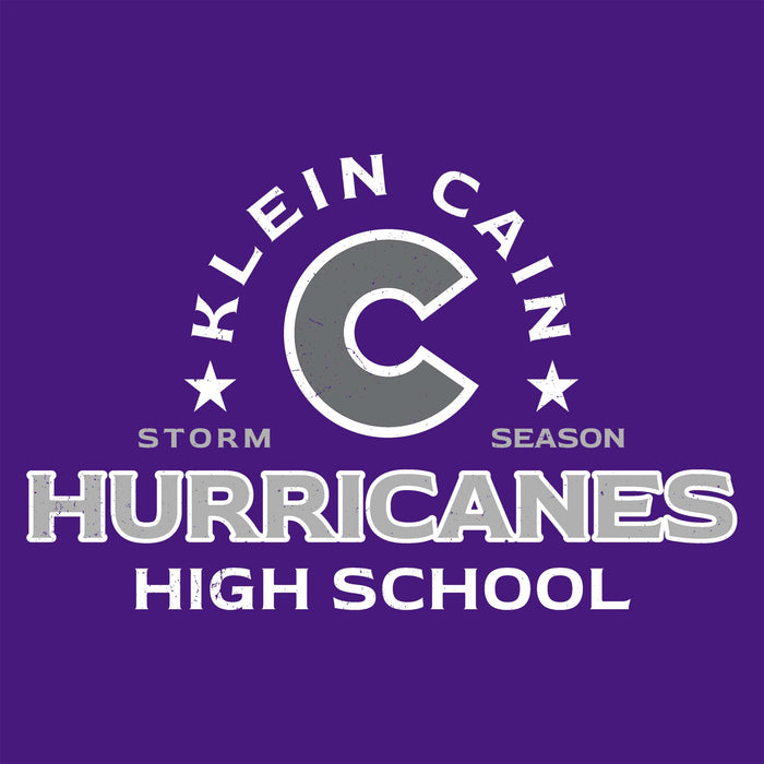 Close-up view of Klein Cain High School Hurricanes Purple Classic Unisex T-shirt 222