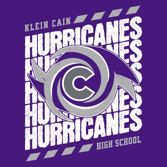 Close-up view of Klein Cain High School Hurricanes Purple Classic Unisex T-shirt 223
