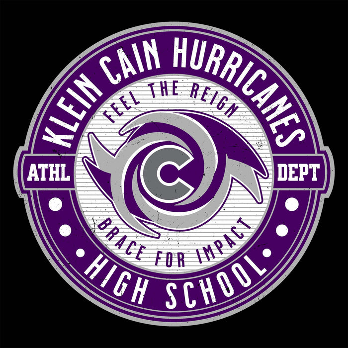 Close-up view of Klein Cain High School Hurricanes Women's Black SoftStyle T-shirt 224
