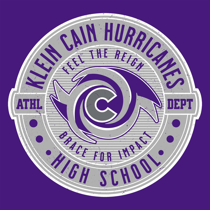 Close-up view of Klein Cain High School Hurricanes Purple Classic Unisex T-shirt 224