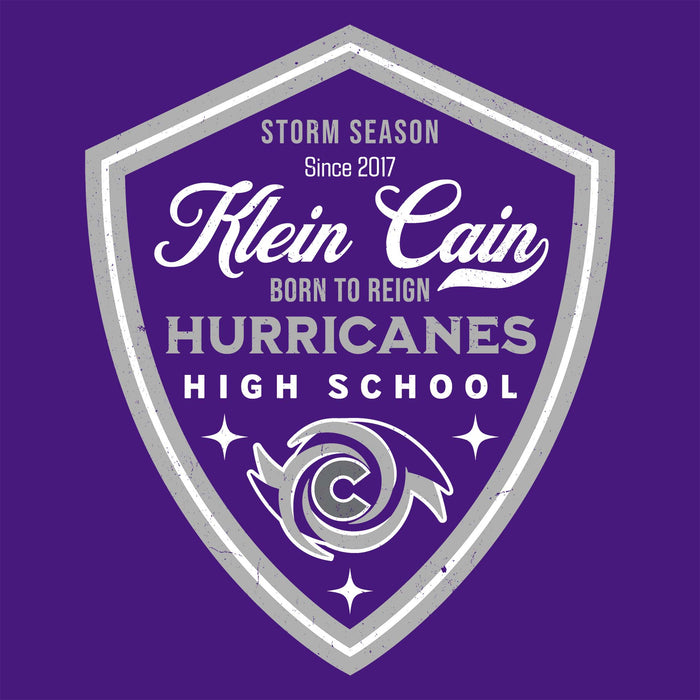 Close-up view of Klein Cain High School Hurricanes Purple Classic Unisex T-shirt 225