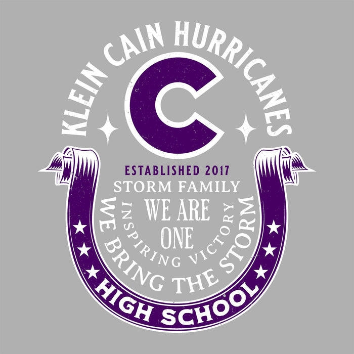 Close-up view of Klein Cain High School Hurricanes Women's Sport Grey SoftStyle T-shirt 229