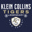 Close-up view of Klein Collins High School Tigers Women's Navy Blue SoftStyle T-shirt 003