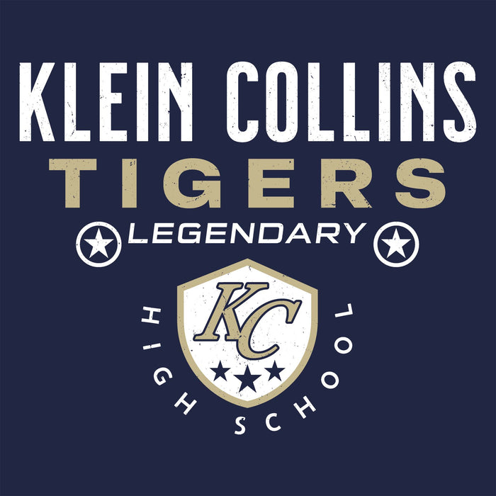Close-up view of Klein Collins High School Tigers Women's Navy Blue SoftStyle T-shirt 003