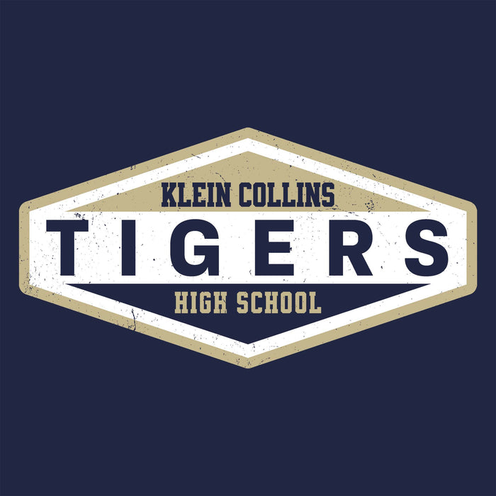 Close-up view of Klein Collins High School Tigers Classic Unisex Navy T-shirt 009