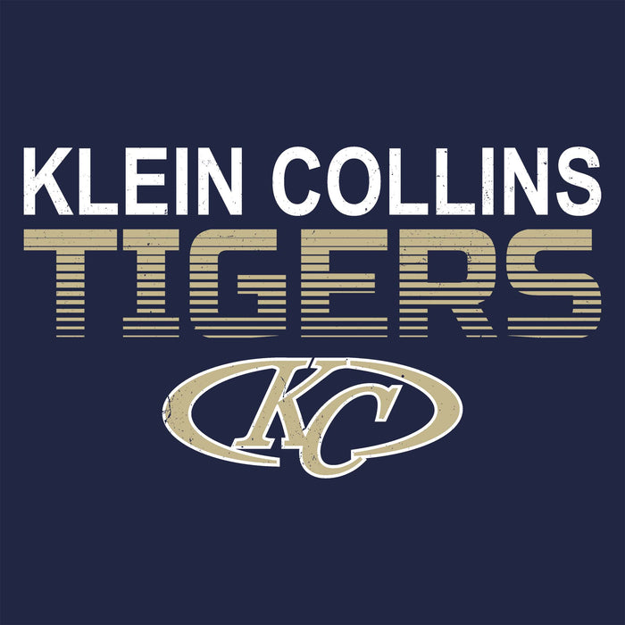 Close-up view of Klein Collins High School Tigers Classic Unisex Navy T-shirt 024