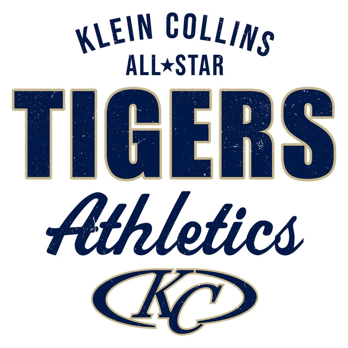 Close-up view of Klein Collins High School Tigers Unisex 3/4 Sleeve Raglan T-shirt 034