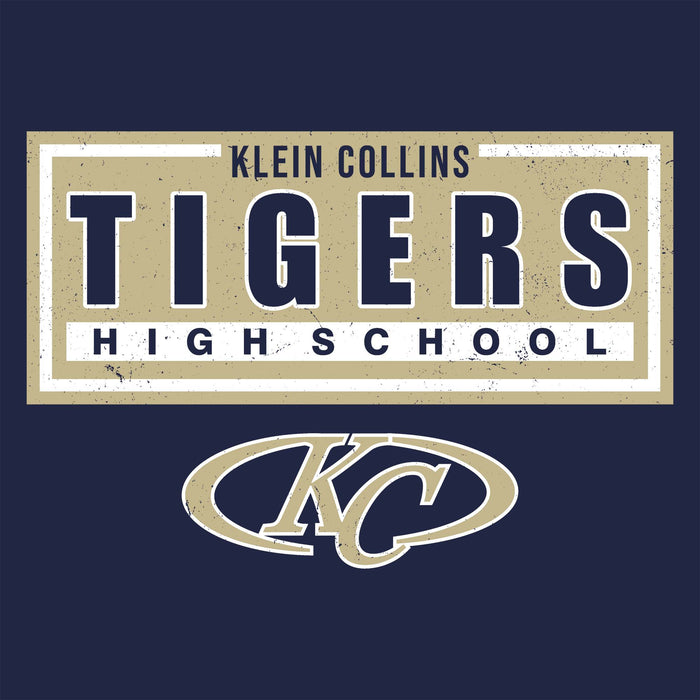 Close-up view of Klein Collins High School Tigers Classic Unisex Navy T-shirt 049