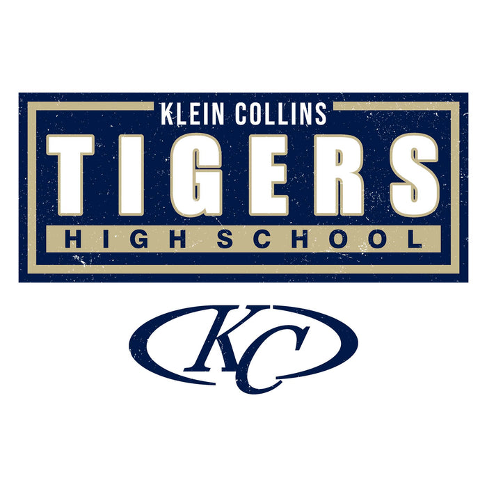 Close-up view of Klein Collins High School Tigers Unisex 3/4 Sleeve Raglan T-shirt 049