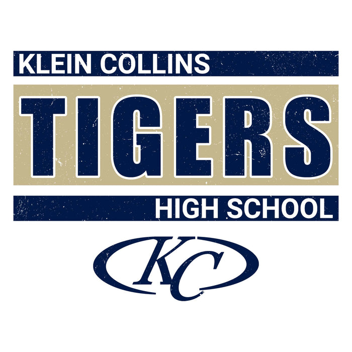 Close-up view of Klein Collins High School Tigers Unisex 3/4 Sleeve Raglan T-shirt 098