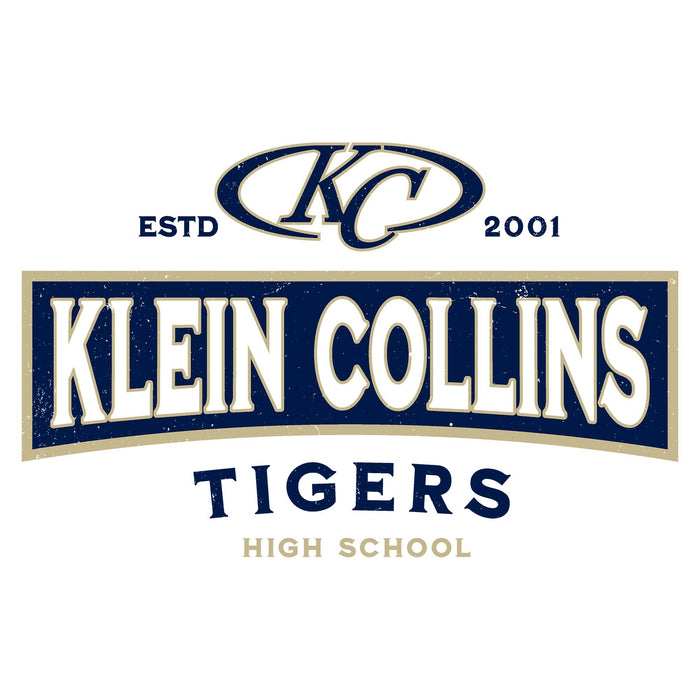 Close-up view of Klein Collins High School Tigers Unisex 3/4 Sleeve Raglan T-shirt 202