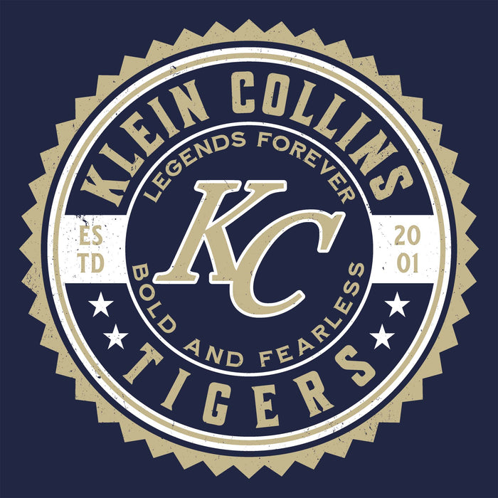 Back view of Klein Collins High School Tigers Women's Navy Blue SoftStyle T-shirt 203