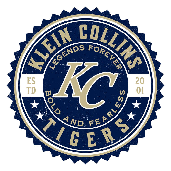 Close-up view of Klein Collins High School Tigers Unisex 3/4 Sleeve Raglan T-shirt 203