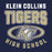 Close-up view of Klein Collins High School Tigers Women's Navy Blue SoftStyle T-shirt 204