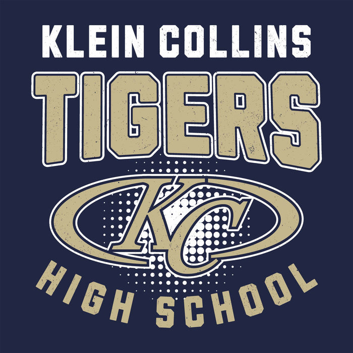 Close-up view of Klein Collins High School Tigers Women's Navy Blue SoftStyle T-shirt 204