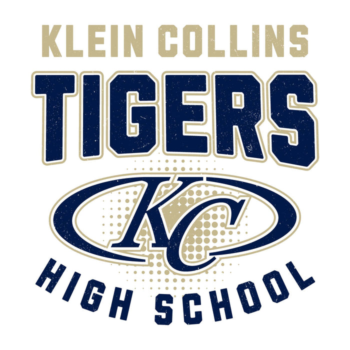 Close-up view of Klein Collins High School Tigers Unisex 3/4 Sleeve Raglan T-shirt 204