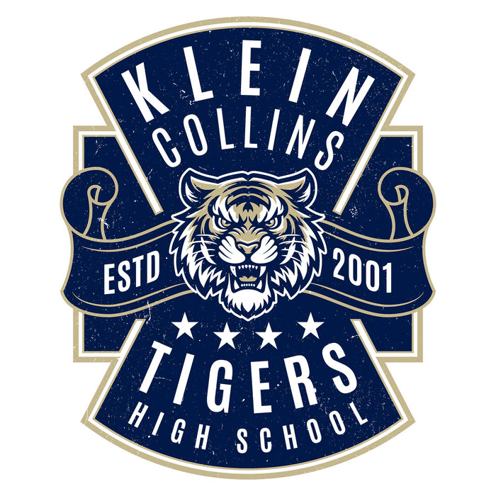 Close-up view of Klein Collins High School Tigers Unisex 3/4 Sleeve Raglan T-shirt 207