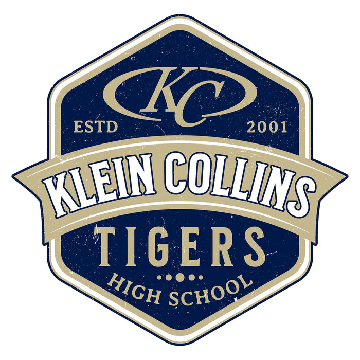 Close-up view of Klein Collins High School Tigers Unisex 3/4 Sleeve Raglan T-shirt 209