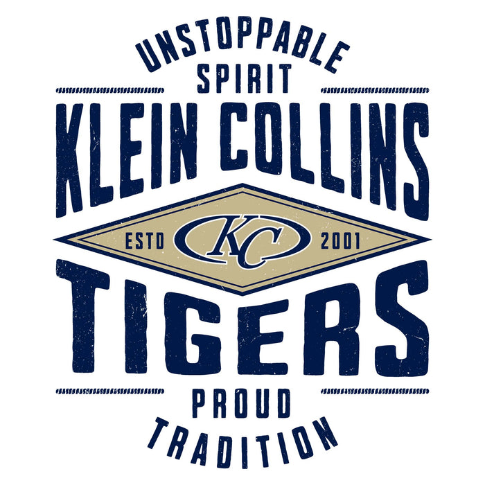 Close-up view of Klein Collins High School Tigers Unisex 3/4 Sleeve Raglan T-shirt 210