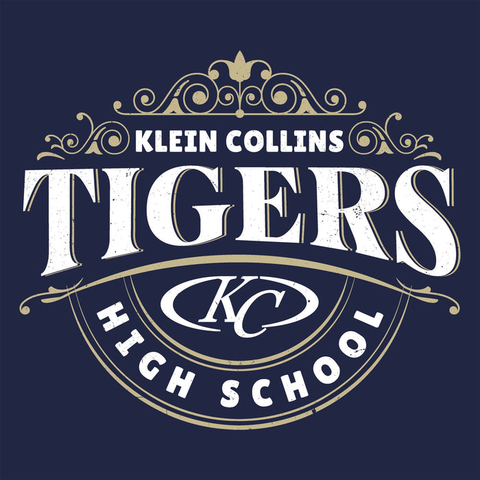 Close-up view of Klein Collins High School Tigers Women's Navy Blue SoftStyle T-shirt 211