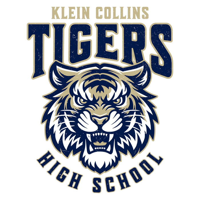 Close-up view of Klein Collins High School Tigers Unisex 3/4 Sleeve Raglan T-shirt 213