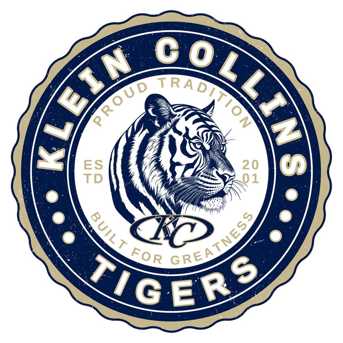 Close-up view of Klein Collins High School Tigers Unisex 3/4 Sleeve Raglan T-shirt 216
