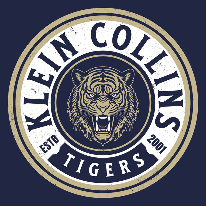Close-up view of Klein Collins High School Tigers Women's Navy Blue SoftStyle T-shirt 220