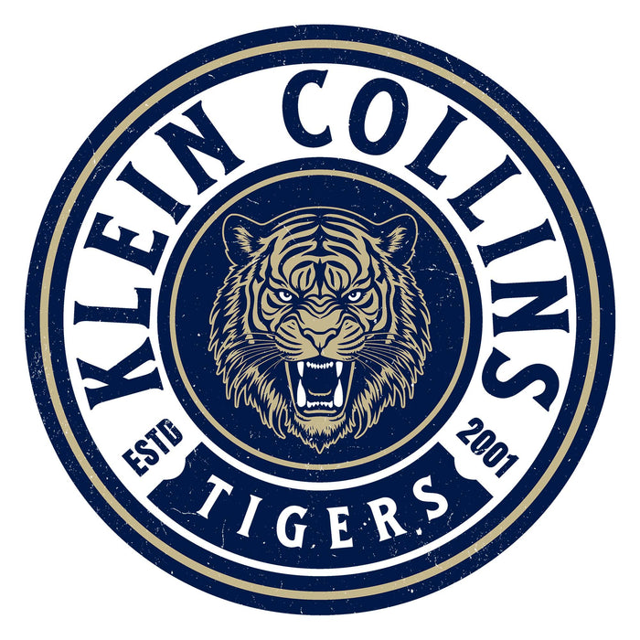 Close-up view of Klein Collins High School Tigers Unisex 3/4 Sleeve Raglan T-shirt 220