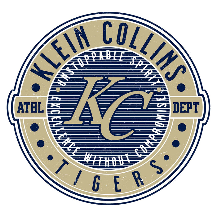 Close-up view of Klein Collins High School Tigers Unisex 3/4 Sleeve Raglan T-shirt 224