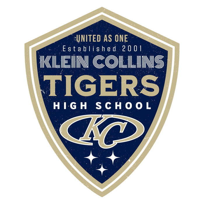 Close-up view of Klein Collins High School Tigers Unisex 3/4 Sleeve Raglan T-shirt 225