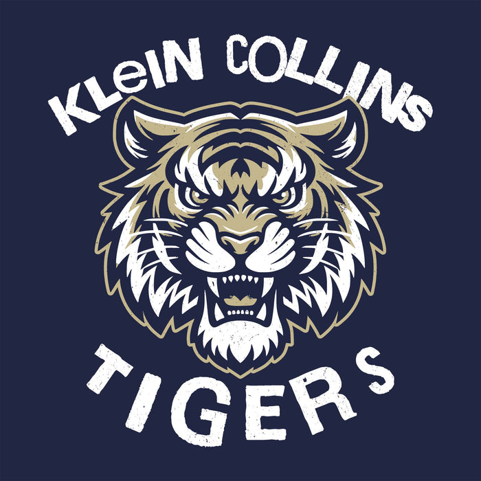 Close-up view of Klein Collins High School Tigers Women's Navy Blue SoftStyle T-shirt 228