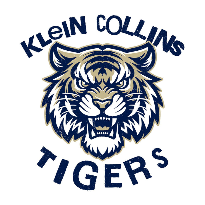 Close-up view of Klein Collins High School Tigers Unisex 3/4 Sleeve Raglan T-shirt 228