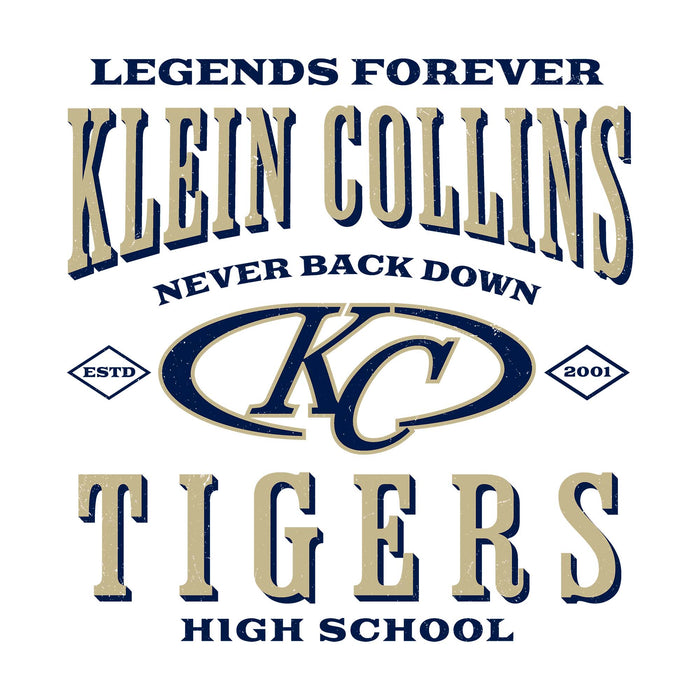 Close-up view of Klein Collins High School Tigers Unisex 3/4 Sleeve Raglan T-shirt 230