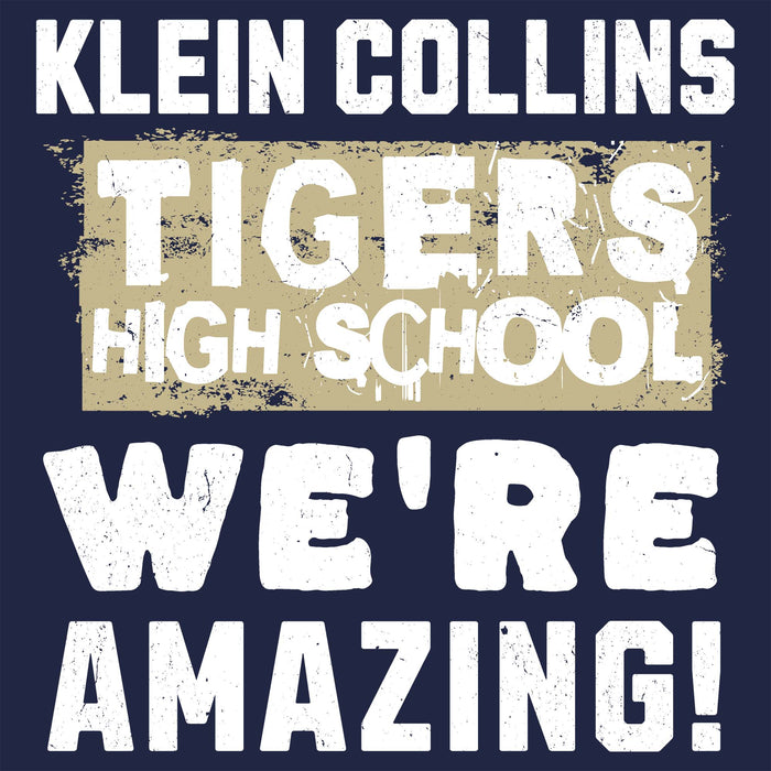 Close-up view of Klein Collins High School Tigers Women's Navy Blue SoftStyle T-shirt 231