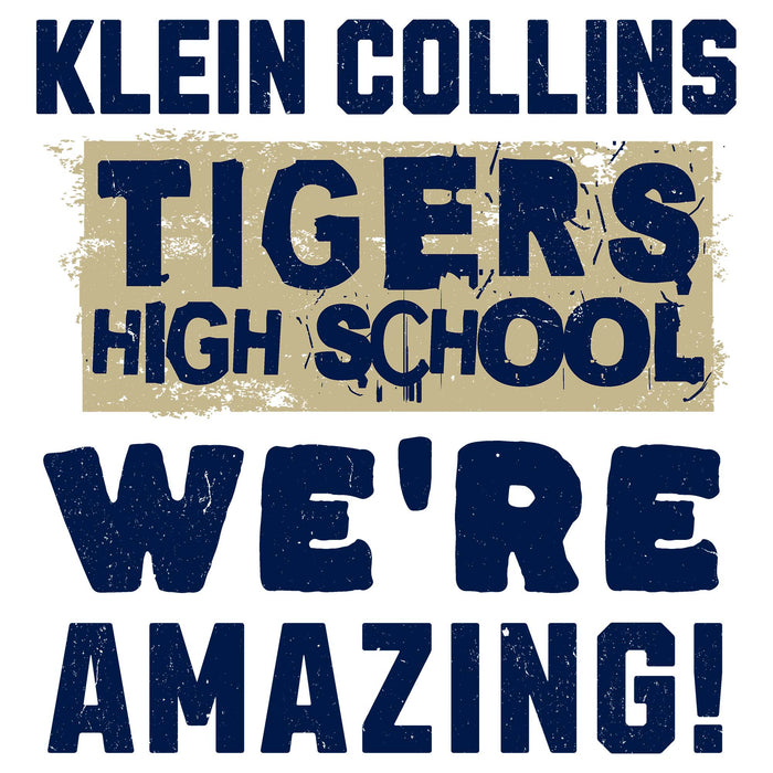 Close-up view of Klein Collins High School Tigers Unisex 3/4 Sleeve Raglan T-shirt 231