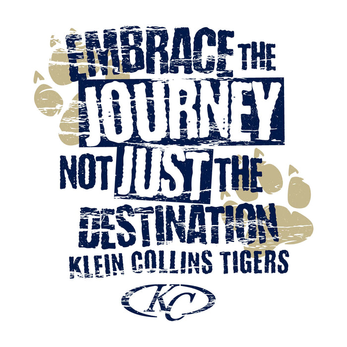 Close-up view of Klein Collins High School Tigers Unisex 3/4 Sleeve Raglan T-shirt 232