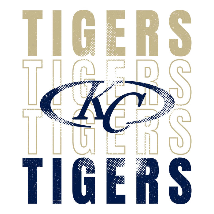 Close-up view of Klein Collins High School Tigers Unisex 3/4 Sleeve Raglan T-shirt 233