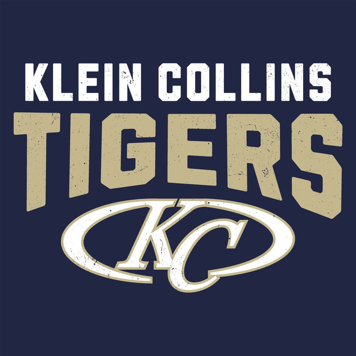 Close-up view of Klein Collins High School Tigers Classic Unisex Navy T-shirt 234