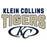 Close-up view of Klein Collins High School Tigers Unisex 3/4 Sleeve Raglan T-shirt 234