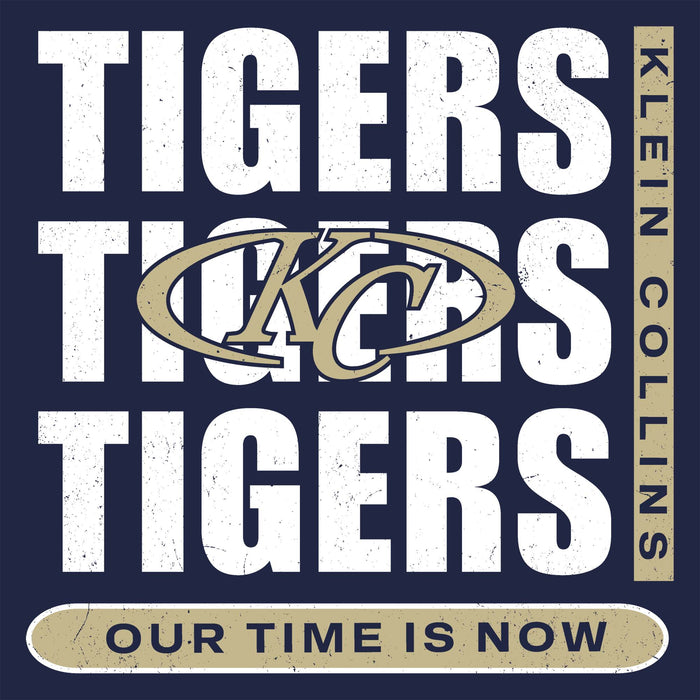 Close-up view of Klein Collins High School Tigers Women's Navy Blue SoftStyle T-shirt 235