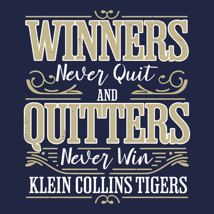 Close-up view of Klein Collins High School Tigers Women's Navy Blue SoftStyle T-shirt 237
