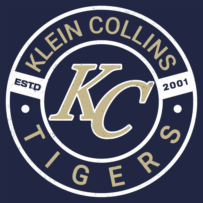 Close-up view of Klein Collins High School Tigers Classic Unisex Navy T-shirt 239