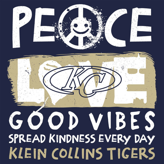 Close-up view of Klein Collins High School Tigers Women's Navy Blue SoftStyle T-shirt 240