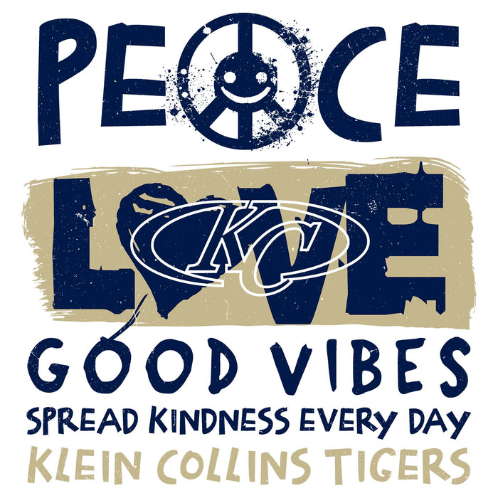 Close-up view of Klein Collins High School Tigers Unisex 3/4 Sleeve Raglan T-shirt 240