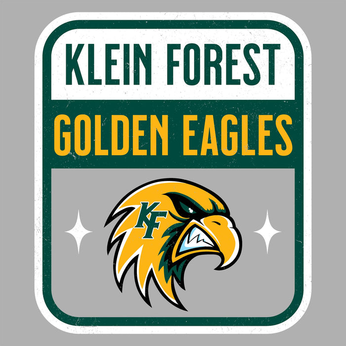 Close-up view of Klein Forest High School Golden Eagles Women's Sport Grey SoftStyle T-shirt 001