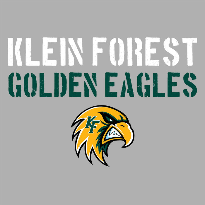 Close-up view of Klein Forest High School Golden Eagles Women's Sport Grey SoftStyle T-shirt 017