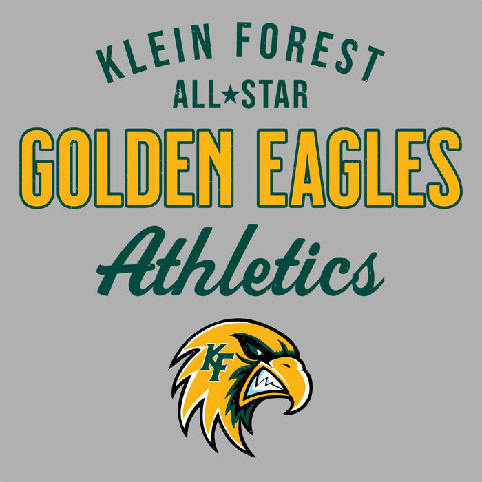 Close-up view of Klein Forest High School Golden Eagles Unisex 3/4 Sleeve Raglan T-shirt 034